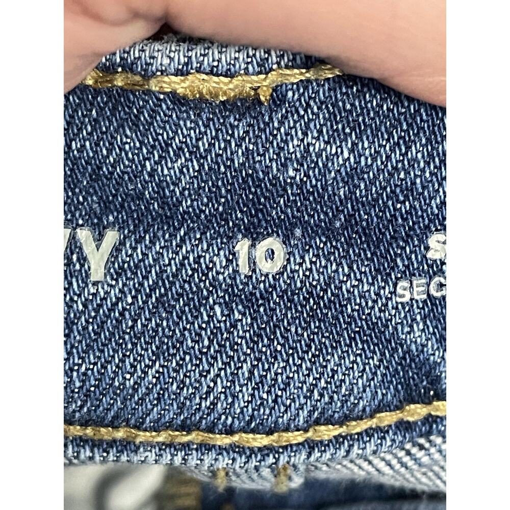 Old Navy Womens 10 Blue Sky-Hi Straight Extra High Rise Distressed Jeans Distroy - Picture 10 of 13